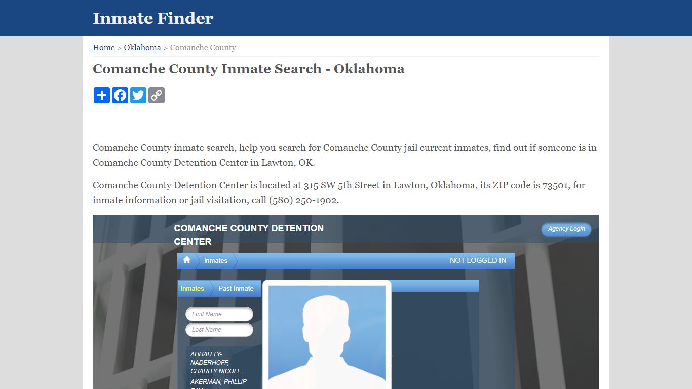 Comanche County Inmate Search - Oklahoma - InmateFinder.org